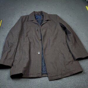 Tommy Hilfiger Wool Blend Blazer Jacket Mens Size L Large Pea Coat Brown